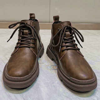 Martin Boots for Men, Winter Fleece-Lined High-Top Shoes, Genuine Leather, Trendy New Retro Short Boots, Mid-Top British Style Work Boots