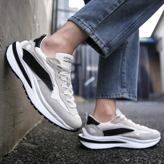 Dad's Shoes Men's 2025 Summer New Trbottomy Soft-Soled Student Casual White Shoes Running Mesh Breathable Sports Shoes