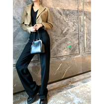 CHICJULY LEAN GOD PANTS 2022 springy black straight cylinder wide leg pants woman 100 hitch tug SMOKE PIPE PANTS