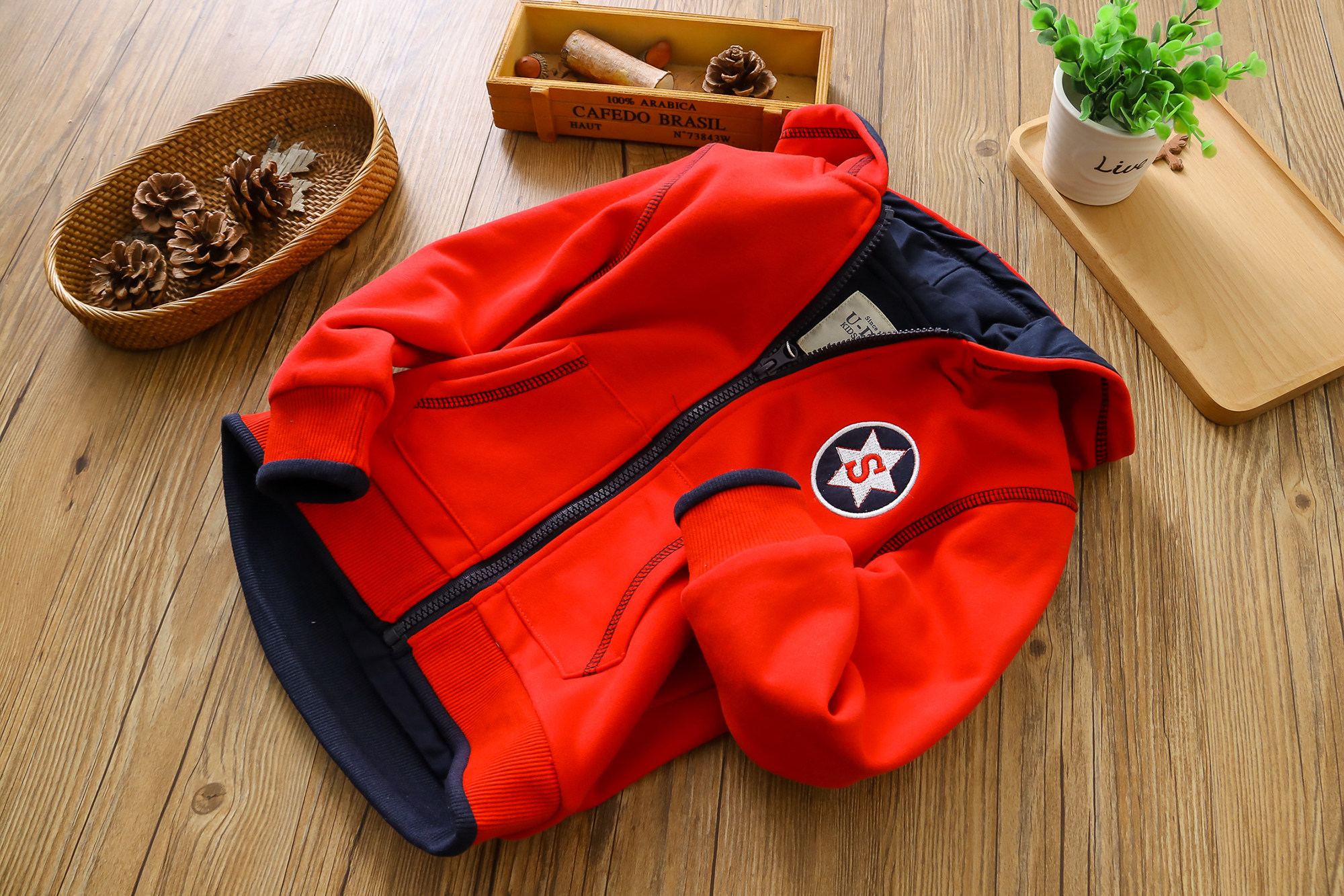 Boy Spring Autumn Coat With Cap Pure Cotton Double Jacket New Children Sports Clothes Baby Spring Dress Blouse