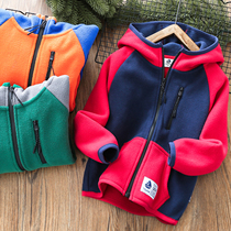 Childrens fleece jacket Boys autumn and winter velvet casual sportswear warm clothes Boys tops in large childrens winter clothes
