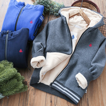 Boys velvet thickened coat autumn and winter 2020 new childrens middle and large childrens winter quilted jacket cotton clothes baby warm clothes