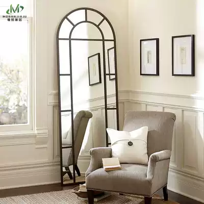 American multi-function floor-to-ceiling full-length mirror Clothing store HD full-length mirror powder room wall-mounted mirror Creative art mirror