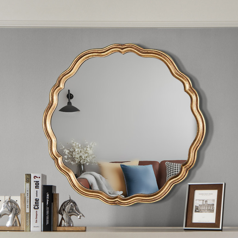 American Decorative Mirror Round Retro Wall-mounted Wall Wall Decoration Mirror Bedroom Wash Table Extravagant Cosmetic Mirror Customisation