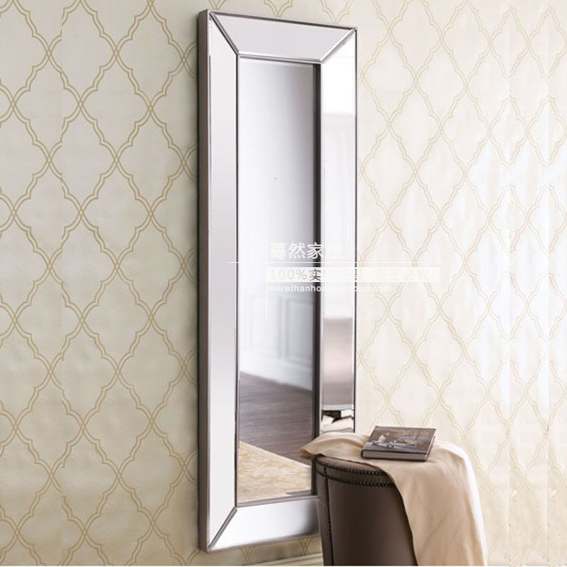Square mirror Champagne color American bathroom entrance mirror Decorative bathroom stereo floor-to-ceiling mirror European classical M0055