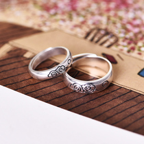 Xiangyun ring female sterling silver 999 foot Silver original design handmade silver jewelry adjustable men and women index finger couple ring
