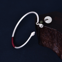 Simple style ancient method silver bracelet female 999 sterling silver original niche personality ethnic jewelry solid Open silver bracelet