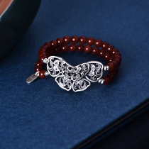 Zhouzhuang dream butterfly bracelet female sterling silver fashion new original design retro Silver natural crystal agate bracelet