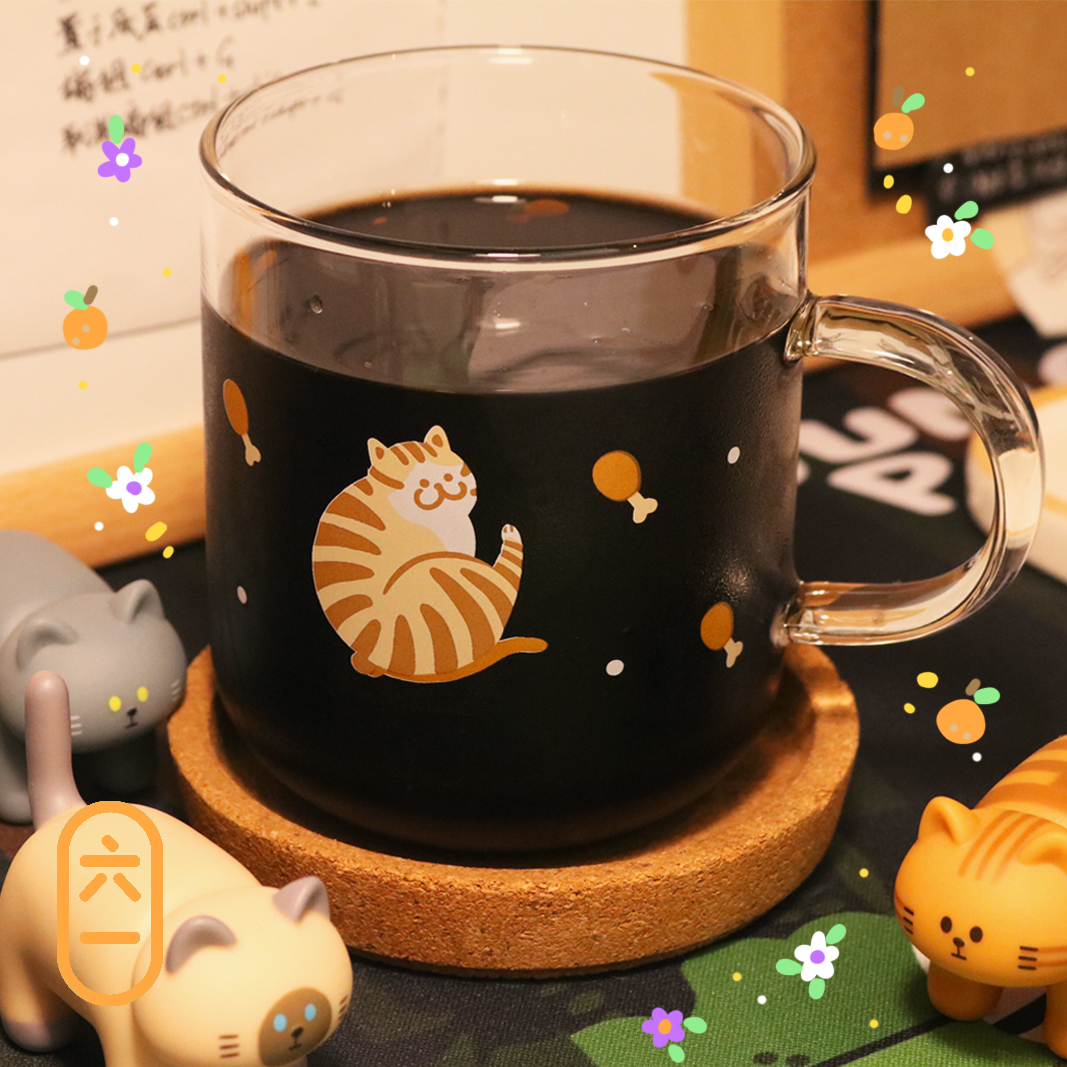 Liuyi Original Meow is Drumstick Personality Creative Cat Glass Heat-resistant Milk Cup Juice Cup - Taobao