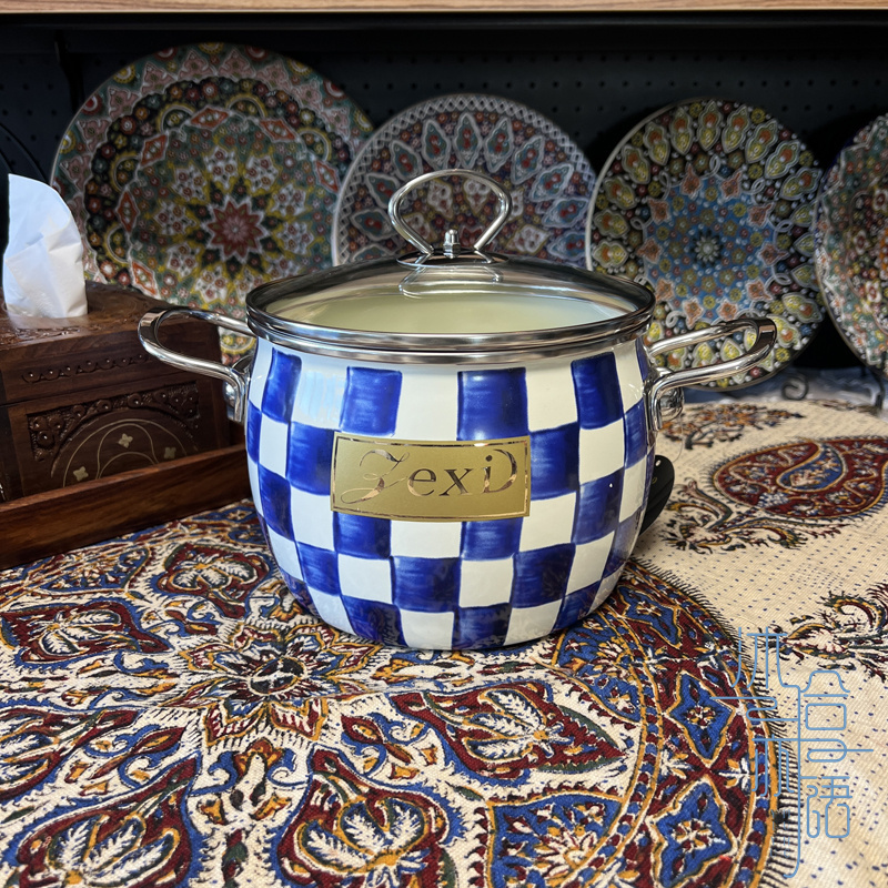 Enamel Thickened Soup Pot Enamel Kettle Enamel Flat Pot Enamel Thickened Soup Pot Enamel Kettle Enamel Flat Pot
