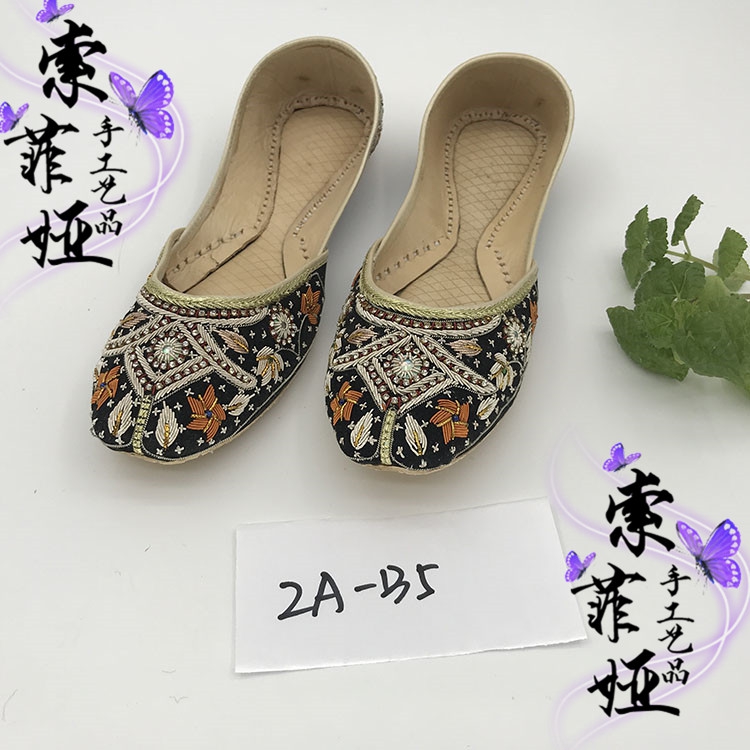 Pakistan Handmade Shoes Rework Embroidered Women Shoes Genuine Leather Fine Embroidered 2019 Latest All Leather Shoes Reworked Hand Embroidered