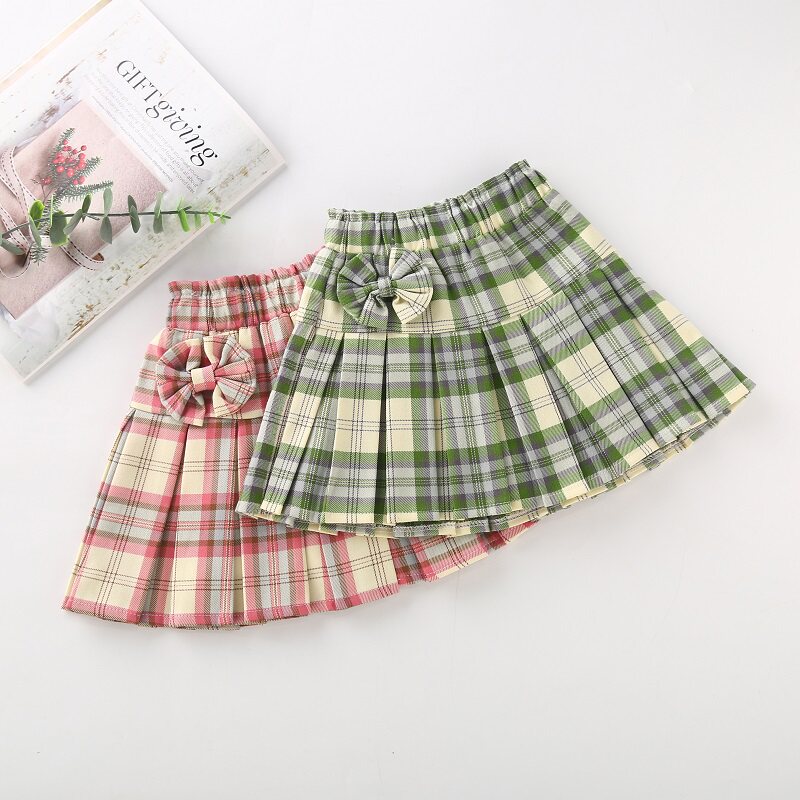 Girl Thyme Skirt Half Body Dress 2022 Spring Autumn New Children's College Wind Big Boy Foreign Pie 100 Hitch Plaid Short Dress