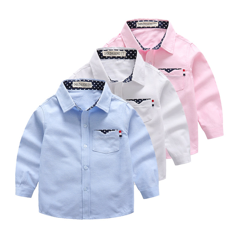 Boys' shirts long-sleeved 2022 new cotton spring and autumn Korean children's clothing middle-aged children's baby casual white shirt