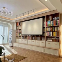 Full-wall bookcase living room one solid wood floor-to-ceiling wall locker multi-layer combination storage lattice bookshelf wall projection