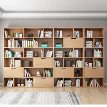 Nordic bookshelf rack floor-to-ceiling large-capacity solid wood Japanese bookcase modern minimalist combination storage locker