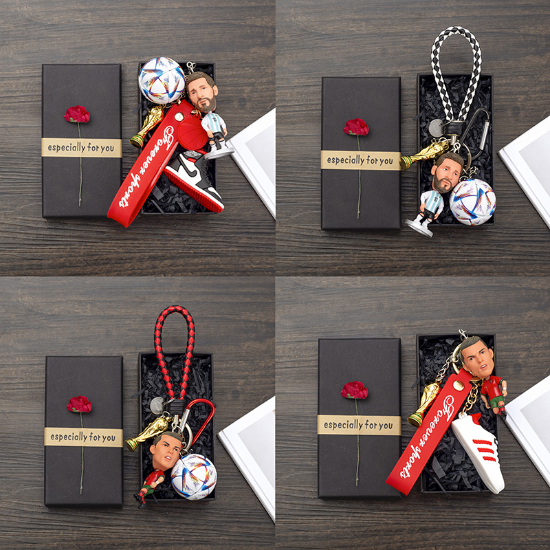2022 World Cup Portugal Cristiano Ronaldo Argentina Lionel Messi Football Keychain Accessories Student Gifts Souvenirs
