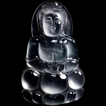 Emerald Guanyin pendant with fluorescent jade sun green floating flowers bracelet ring earrings Earrings Buddha debunked Myanmar Bag back for change