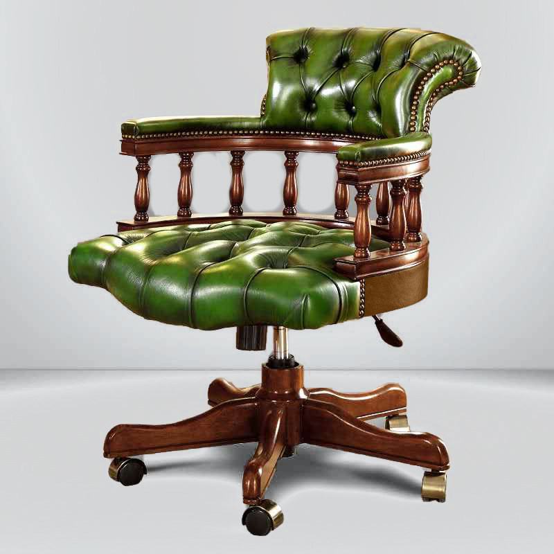 European-style study chair American-style desk chair home office lift computer chair swivel chair leather solid wood office chair