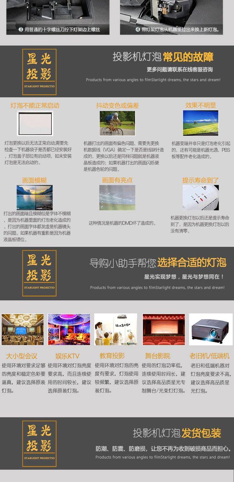 星光投影机投影 仪灯泡通用松下pt Ux80nt Px670 Px660 Ux75 Px98 Ux75 Px670 P2500 Lb30 Lb55灯架et Lab30 虎窝淘