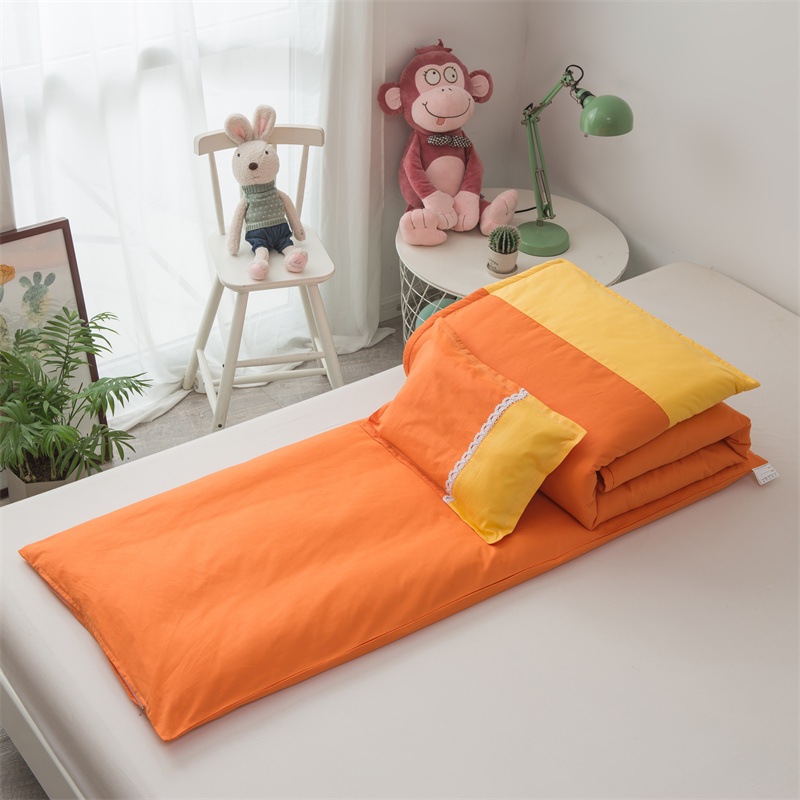 Kindergarten quilt three-piece cotton solid color stitching embroidery core-containing six-piece set baby nap quilt winter