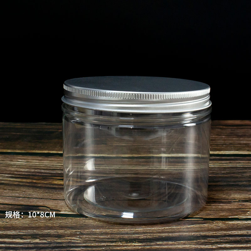 Apricot & Diameter 10 * 8 Aluminum CoverCookies Biscuit bucket Plastic transparent candy a snack jar nougat Snow crisp seal up packing box milk Jujube Bottle & Can