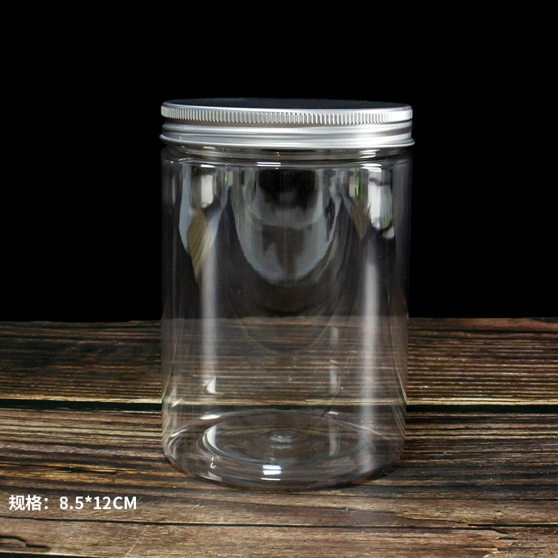 Ginger & Diameter 8.5 * 12 Aluminum CoverCookies Biscuit bucket Plastic transparent candy a snack jar nougat Snow crisp seal up packing box milk Jujube Bottle & Can