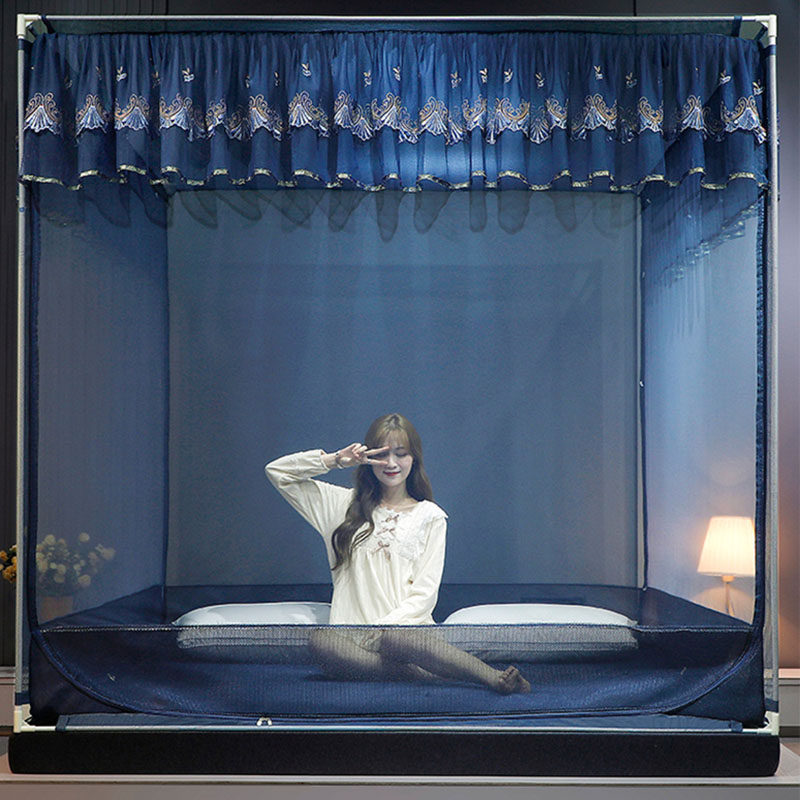 2022 New Mosquito Net Children's Anti-Fall Household Yurt Lace Detachable and Washable Bracket Fixed Dust-proof Top Cloth Folding