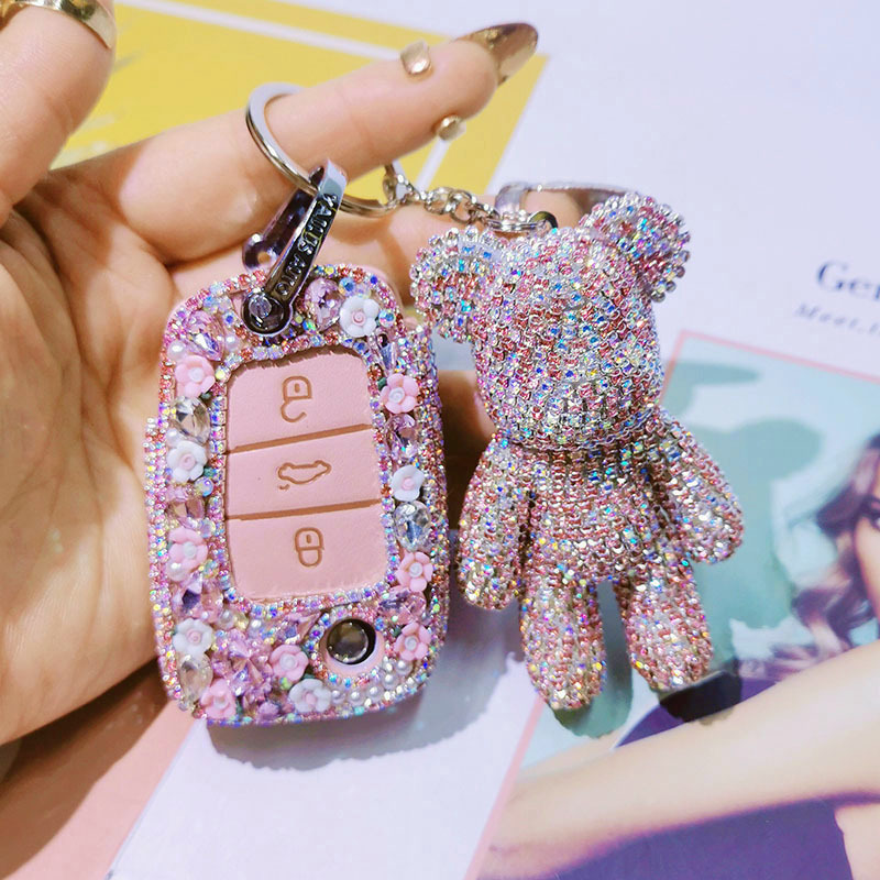 Specially Designed for Volkswagen Tiguan L All-Inclusive Car Smart Key Case, Touron X, Tansge, Tanyue Women's Rhinestone Key Cover