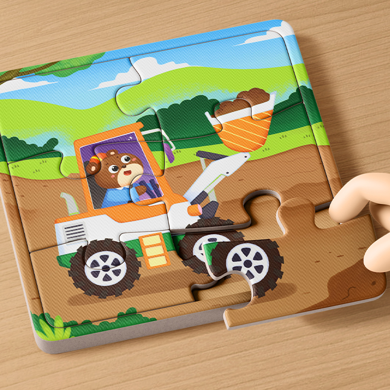 Children Puzzle Engineering Car Excavators Car Transport Boy Pintu Paper Puzzle Toys 2-3 to 6 years of age-Taobao