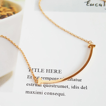 18K gold necklace female AU750 rose gold smile neck chain gold smiling face choker to give girlfriend gift recommendation