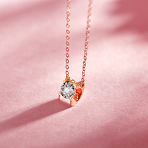 18K gold diamond necklace Female rose gold pendant Minotaur claw set diamond set chain AU750 real diamond clavicle chain Valentines Day