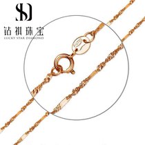 18K gold rose gold necklace female shiny single wearing water ripple AU750 gold chain choker with certificate of genuine