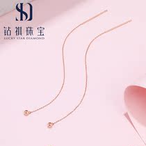 Temperament stud earrings women 18K gold drop earrings AU750 rose gold long earrings color gold ear line commuter wild new