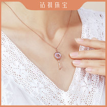 18K gold pendant rose gold au750 ruby necklace fritillary twelve constellation Golden Key