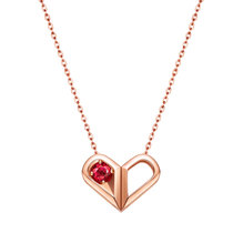 Diamond jewelry little red heart necklace 18K gold love pendant heart shaped choker gift woman