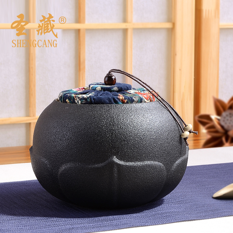 Ceramic seal pot with white tea caddy fixings kung fu tea leaf as cans of green tea tieguanyin tea storehouse household packing box Z