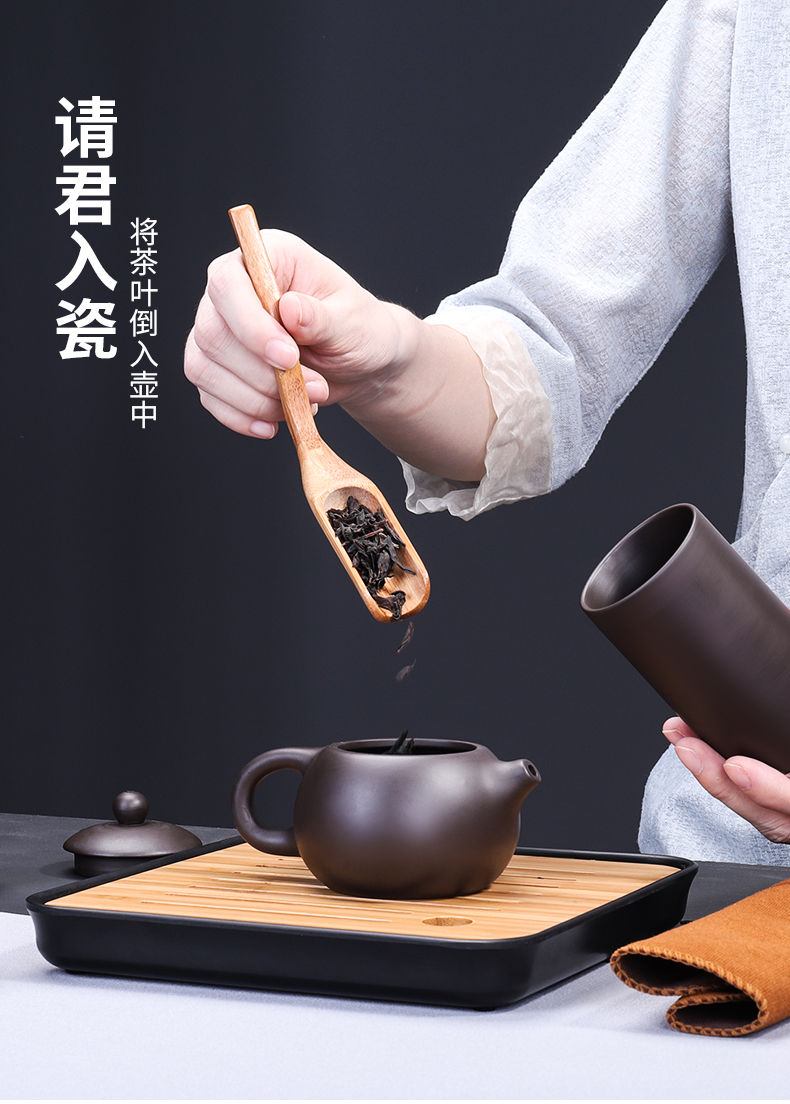 Travel tea set suit portable package to crack a pot of purple sand pottery and porcelain kung fu fourth tourist teapot teacup custom