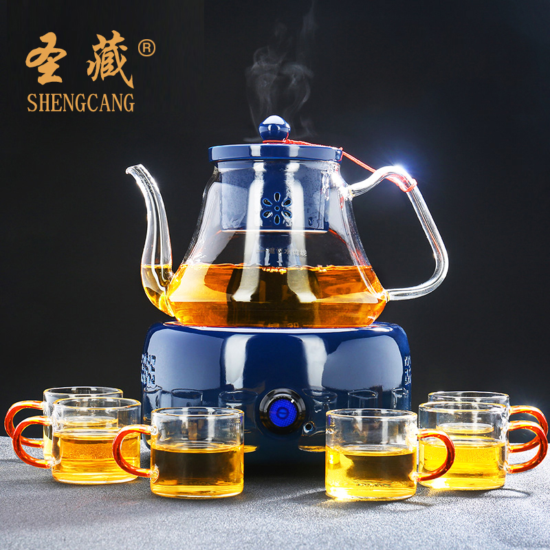 Steam boiling tea glass teapot tea set ceramic tea steamer electric TaoLu automatic household pu 'er tea