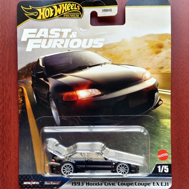 Hot Wheels Honda Civic Coupe Ex Ej1 Alloy Sports Car Fast and Furious Metal Base Rubber Tires