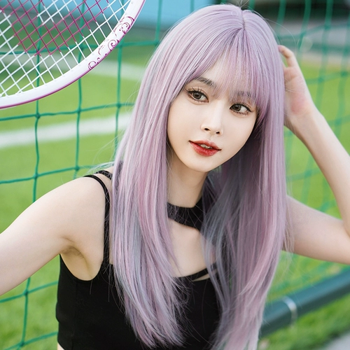 Розово-фиолетовая сетка для волос, сиреневая челка, шлем для парика, прямые волосы, популярно в интернете