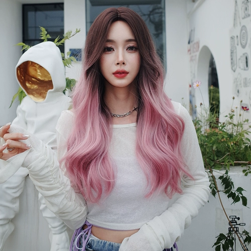 Парик, волнистый кудрявый шлем, градиент, популярно в интернете, длина миди