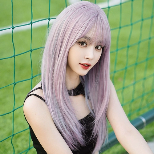 Розово-фиолетовая сетка для волос, сиреневая челка, шлем для парика, прямые волосы, популярно в интернете
