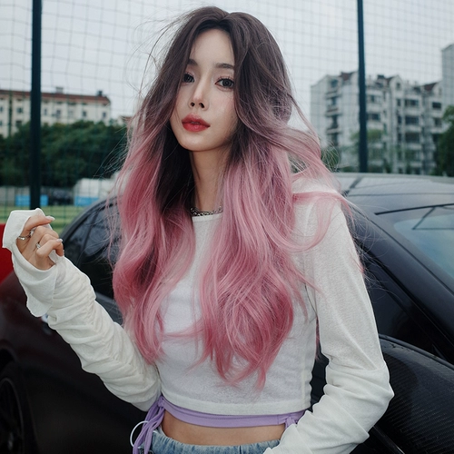 Парик, волнистый кудрявый шлем, градиент, популярно в интернете, длина миди