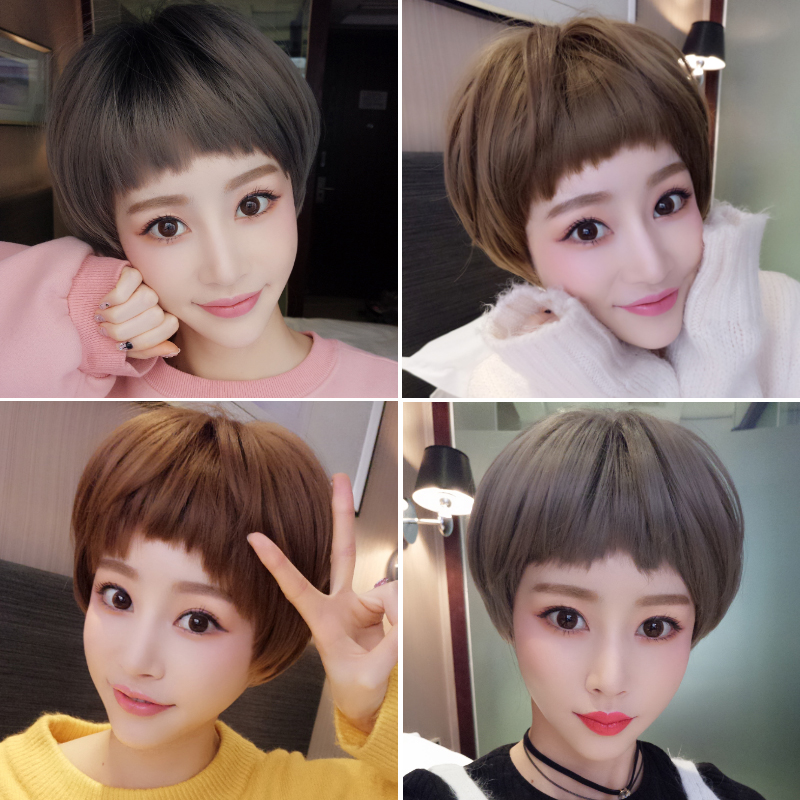 images 4:Wiggirl short hair bobo head korea wave head grandma gray fluffy and handsome net red kiel round face wig