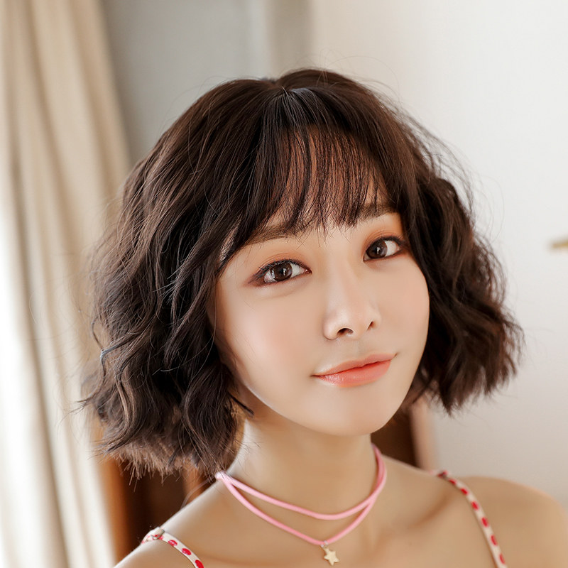 Wig female short hair short curly hair corn hot bobo Korea wave wave head handsome net red round face bubble face curling head