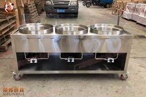 Commercial gas noodle cooking car Soup powder car Stainless steel bun insulation table sales table three-hole steaming charter