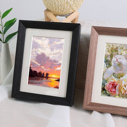 Solid Wood Square Oil Pastel Frame for Framing Oil Paintings, A5 Mini Decorative Small Photo Frame Display Stand