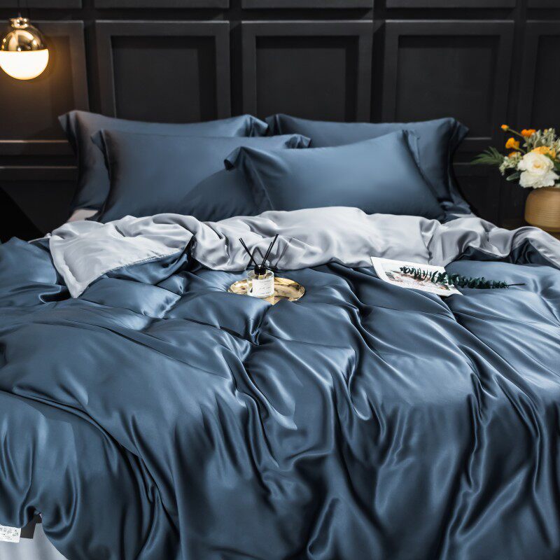 60 double-sided Tencel four-piece summer European-style ice silk naked sleeping silky quilt cover sheet bedding style bedding