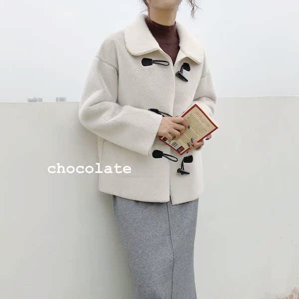 Hàn Quốc ulzzang sừng khóa lông một chiếc áo khoác ngắn sang trọng mới 2018 mùa thu và mùa đông áo khoác ngắn nữ áo phao nữ hàn quốc