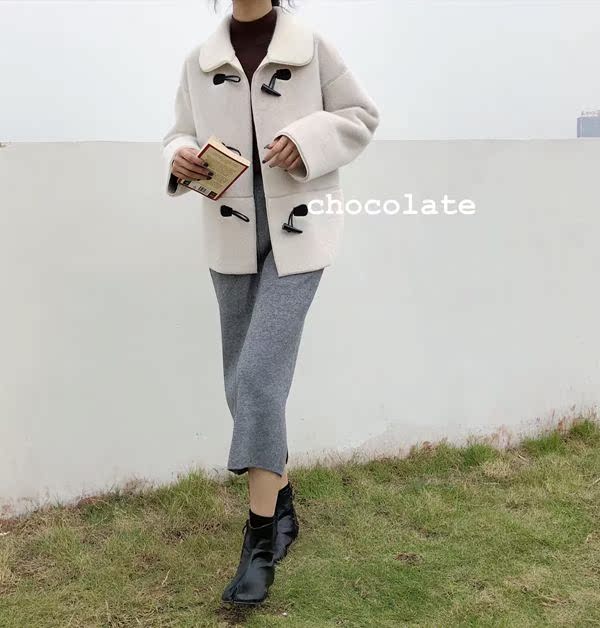 Hàn Quốc ulzzang sừng khóa lông một chiếc áo khoác ngắn sang trọng mới 2018 mùa thu và mùa đông áo khoác ngắn nữ áo phao nữ hàn quốc